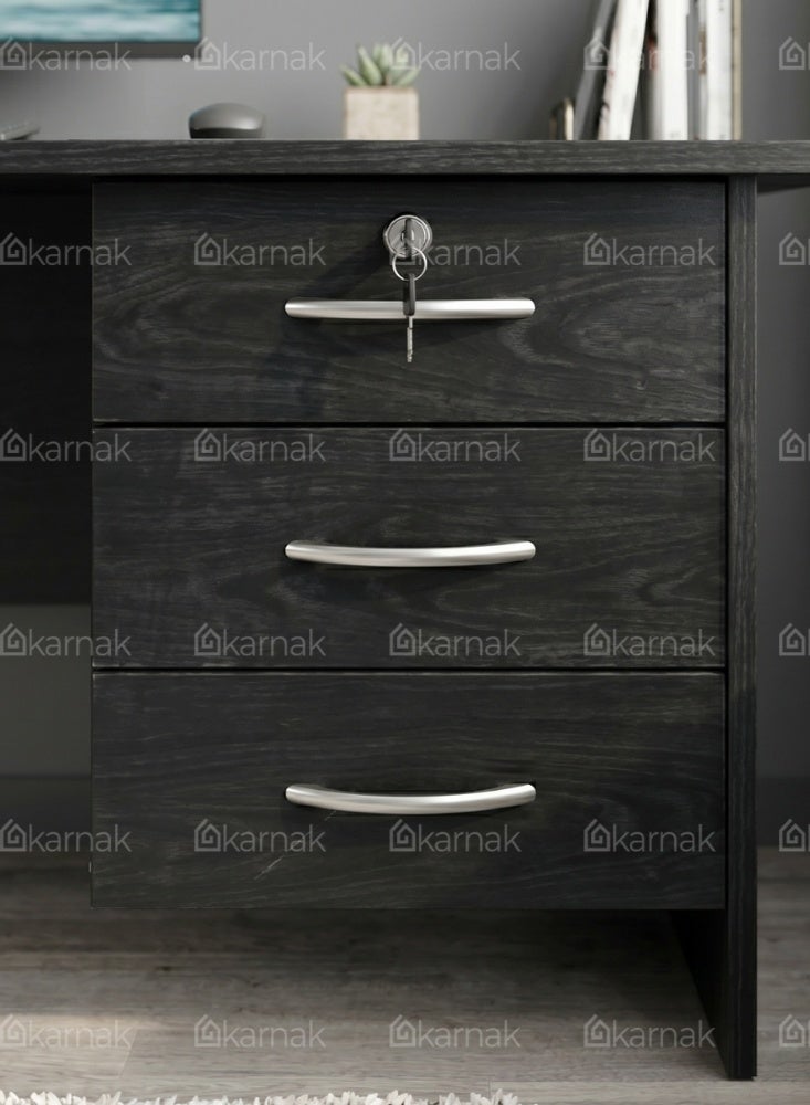 Karnak Denard Wooden Office Desk with Lockable Drawers | Modern Study & Gaming Table Workstation for Home Office Furniture (Wenge) - Image 4