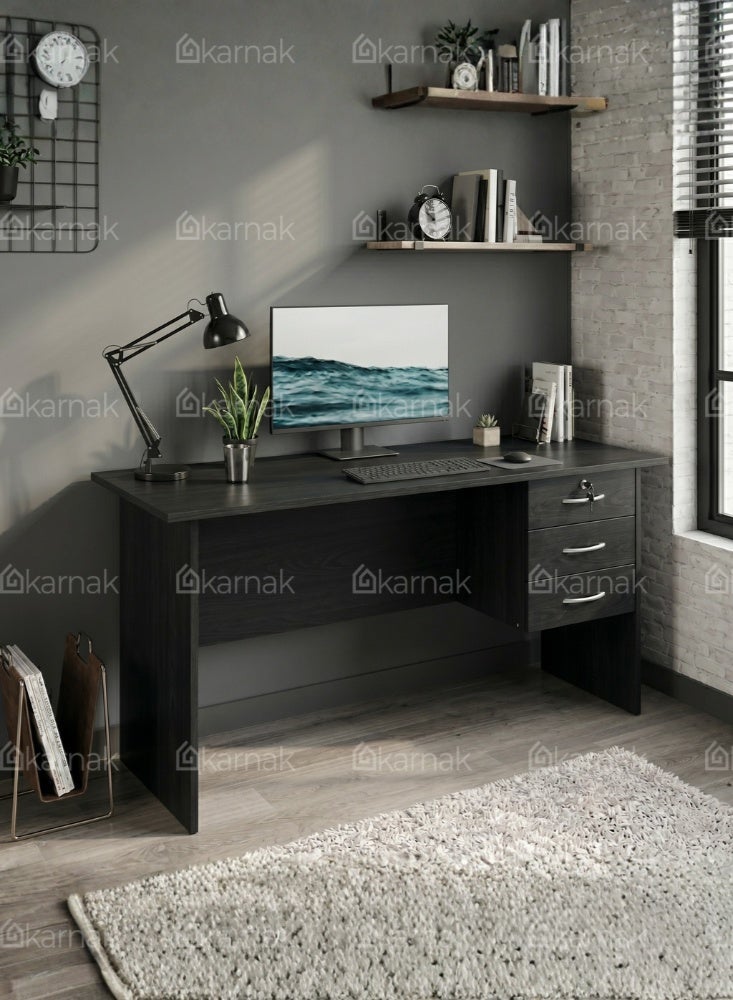 Karnak Denard Wooden Office Desk with Lockable Drawers | Modern Study & Gaming Table Workstation for Home Office Furniture (Wenge) - Image 3