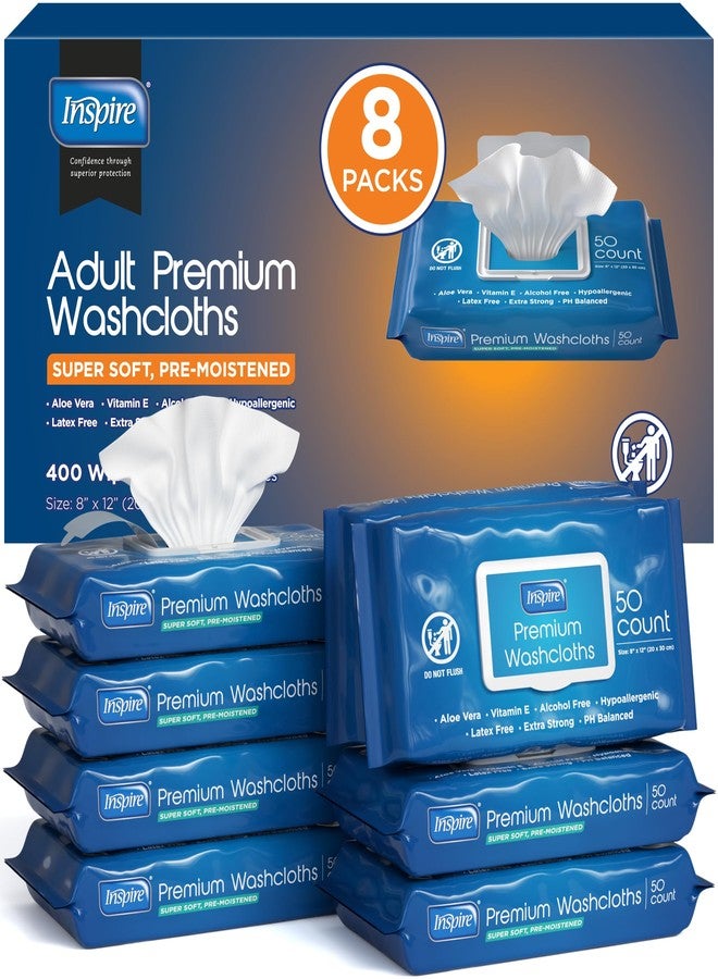 Inspire Adult Wet Wipes, Wash Cloths, Incontinence & Cleansing for Elderly Extra Large, 8"x12" (Pack of 8) - Image 1