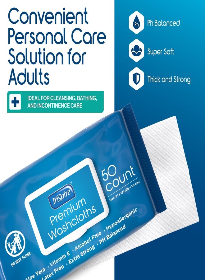 Inspire Adult Wet Wipes, Wash Cloths, Incontinence & Cleansing for Elderly Extra Large, 8"x12" (Pack of 8) - Image 3
