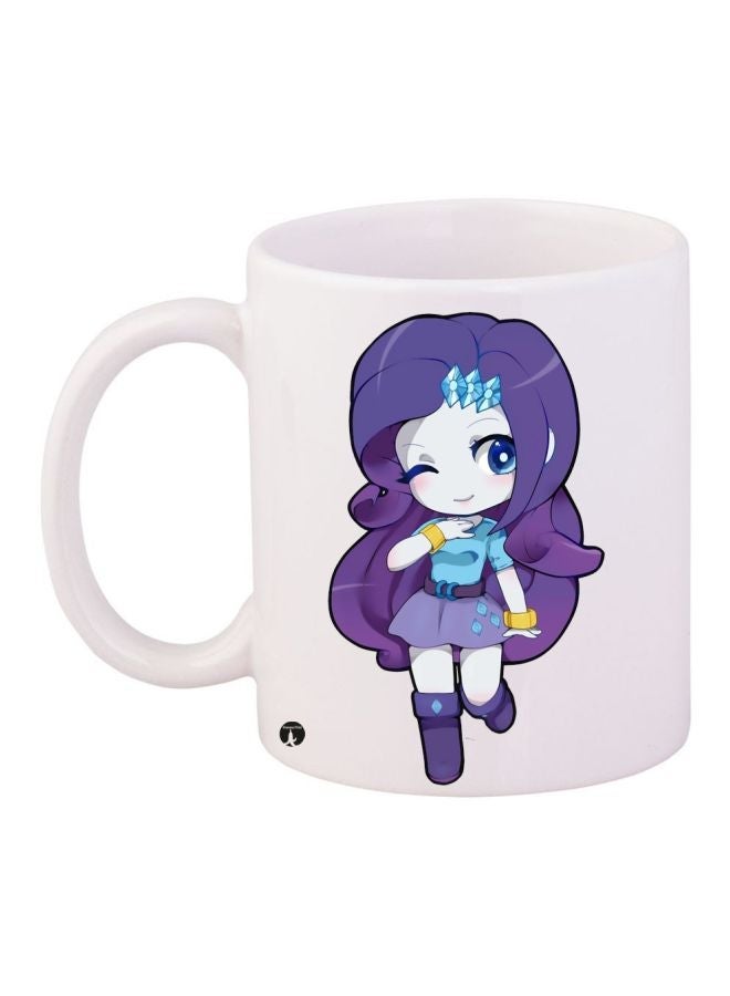 Anime Winking Girl Coffee Mug White/Purple/Blue 11ounce