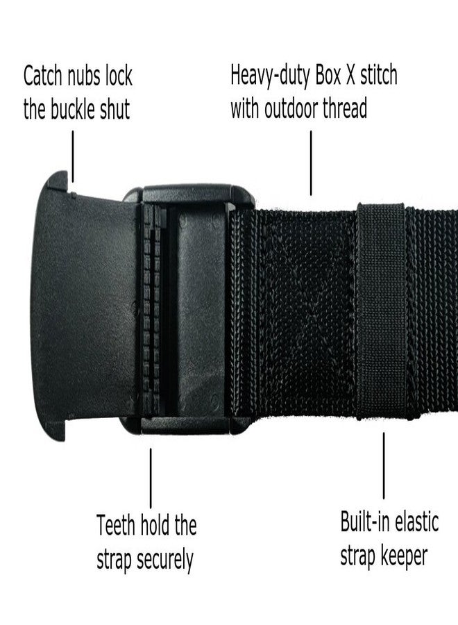 Betta 1.5 Inch Wide Men's Nylon Web Belt with High-Strength Adjustable Buckle (Large, Black) - Image 4