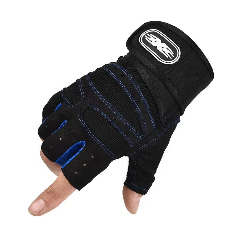 Half-finger Sports Gloves for Men and Women Professional Fitness Non-slip Hand-palm Protection Wear-resistant Shock-absorbing Outdoor Riding Gloves Basic dark blue 