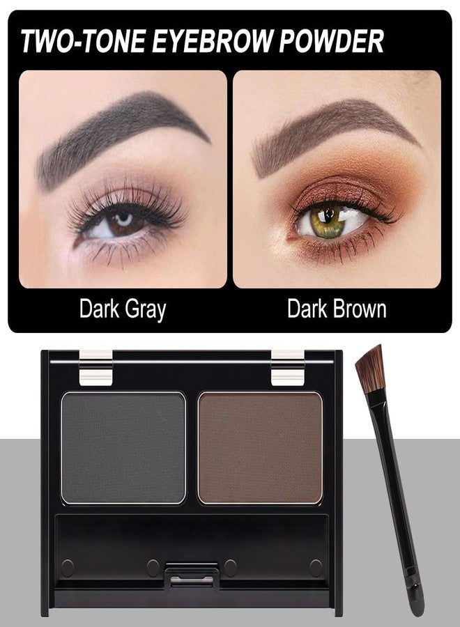 CAKAILA Eyebrow Powder Dark Brown Black Kit,Eye Brow Powder for Women with Double-ended Eyebrow Brush,Long-Lasting Waterproof Two Colors Brow Filler Get Full Defined Natural Brows,Brown Eyebrow Powder Makeup - Image 2