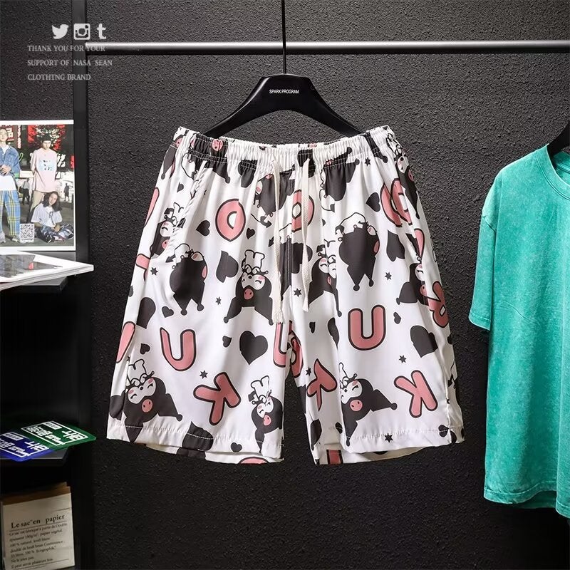 Beach Pants Youth Popular Men's and Women's Fashion Five-point Pants Straight Summer Fashion Fashion Brand Casual Pants New Lazy - Image 3