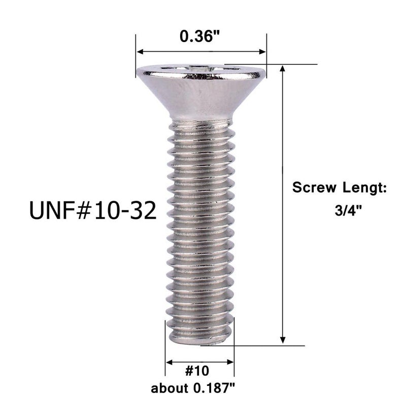 VAMUOEFL #10-32 x 3/4" Phillips Flat Head Machine Screws, Stainless Steel 304 (18-8), UNF Thread, Countersunk Head Machine Screws, 40Pcs - Image 2