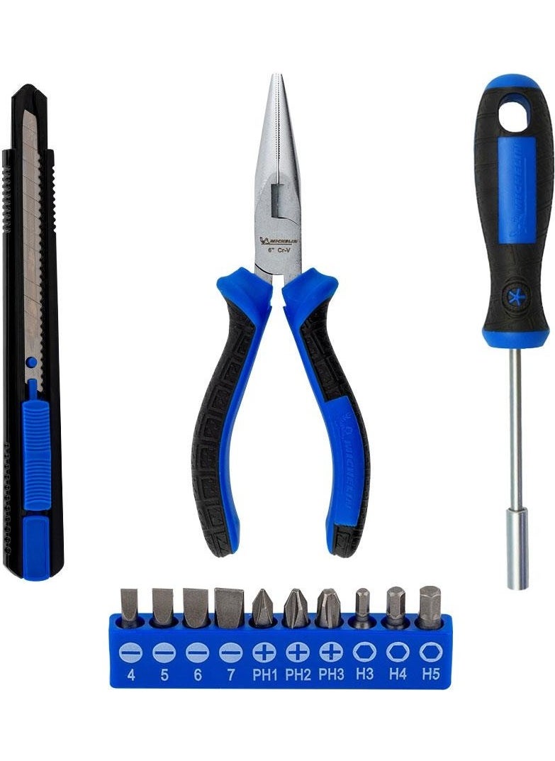 Michelin MC33320 13 Piece Cr-V Long Nose Pliers + Utility Knife Bits Screwdriver Set  - Image 2