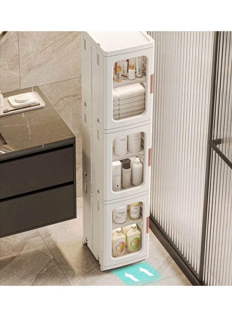 خزانة تخزين متعددة الاستخدامات مزودة بعجلات – أداة عملية لتنظيم الأدوات والأغراض المنزلية بسهولة مع إمكانية تحريكها إلى أي مكان حسب الحاجة – AB - Image 5