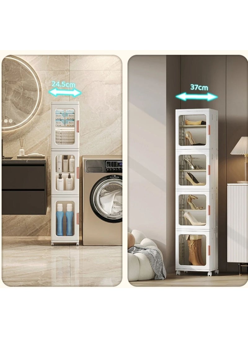 خزانة تخزين متعددة الاستخدامات مزودة بعجلات – أداة عملية لتنظيم الأدوات والأغراض المنزلية بسهولة مع إمكانية تحريكها إلى أي مكان حسب الحاجة – AB - Image 3