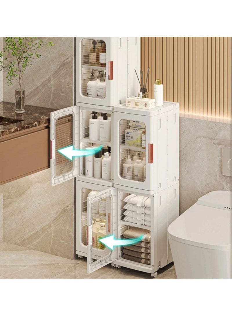 خزانة تخزين متعددة الاستخدامات مزودة بعجلات – أداة عملية لتنظيم الأدوات والأغراض المنزلية بسهولة مع إمكانية تحريكها إلى أي مكان حسب الحاجة – AB - Image 4