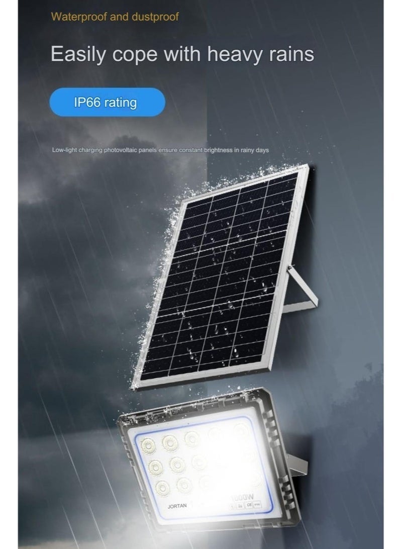 جورتان كشاف LED شمسي خارجي بقوة 400 واط مع جهاز تحكم عن بعد | مقاوم للماء بمعيار IP66، إضاءة أمان عالية السطوع مع بطارية 20000 مللي أمبير، لوحة شمسية 20 واط، مستشعر تشغيل تلقائي من الغسق إلى الفجر، مناسب للحدائق والجراجات والشوارع والساحات الخارجية - Image 2