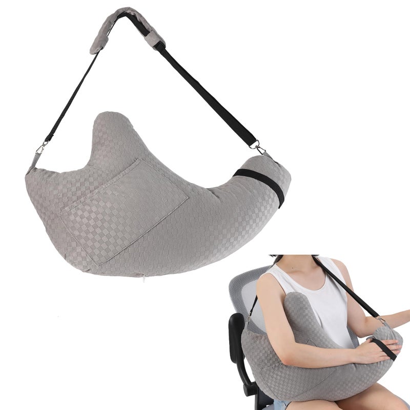 Zantle Shoulder Surgery Pillow Rotator Cuff Pillow for Side Sleeper Shoulder Pain Relief Removable with Shoulder Strap Support Arm Pillow for Side Sleep and Post Surgery Light Grey