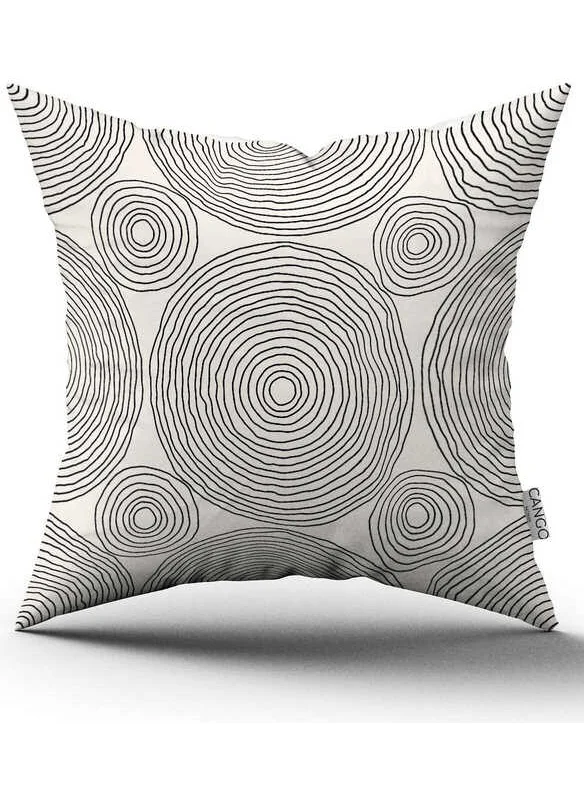 Cango Home Double Sided Cream Black Bohemian Scandinavian Geometric Digital Printed Throw Pillow Cover CGH1219