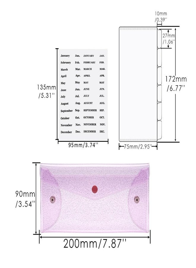 XiowDow Purple Cash Envelope Wallet PVC Budget Wallets with PP Frosted Plastic Reusable Money Envelopes for Cash Pocket Tabs Dividers Month Label Stickers Planner Bill Receipt Invoice Holder Organizer - Image 2