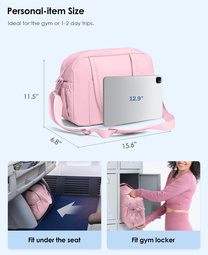 Uselike Gym Bag for Women, Travel Duffle Bags with Wet Pocket, Lightweight Carry on Bag Overnight Weekender Duffel Bag, Water Resistant (Bright Pink) - Image 5