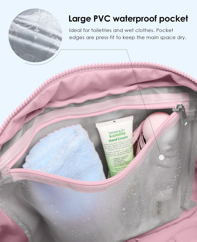 Uselike Gym Bag for Women, Travel Duffle Bags with Wet Pocket, Lightweight Carry on Bag Overnight Weekender Duffel Bag, Water Resistant (Bright Pink) - Image 4