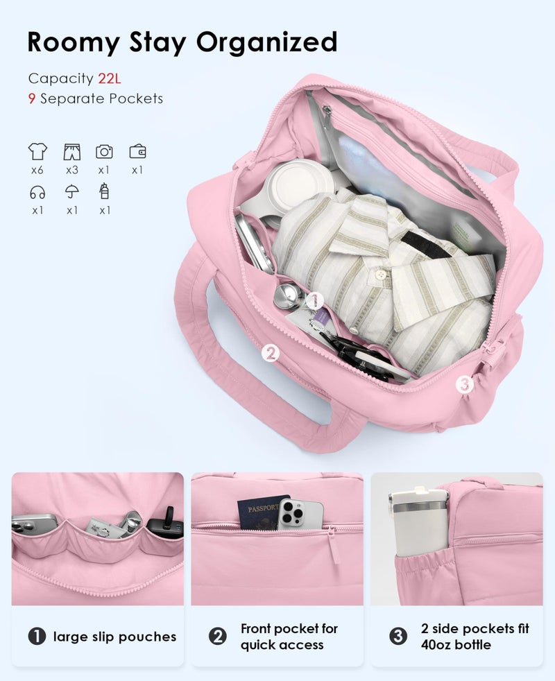 Uselike Gym Bag for Women, Travel Duffle Bags with Wet Pocket, Lightweight Carry on Bag Overnight Weekender Duffel Bag, Water Resistant (Bright Pink) - Image 3