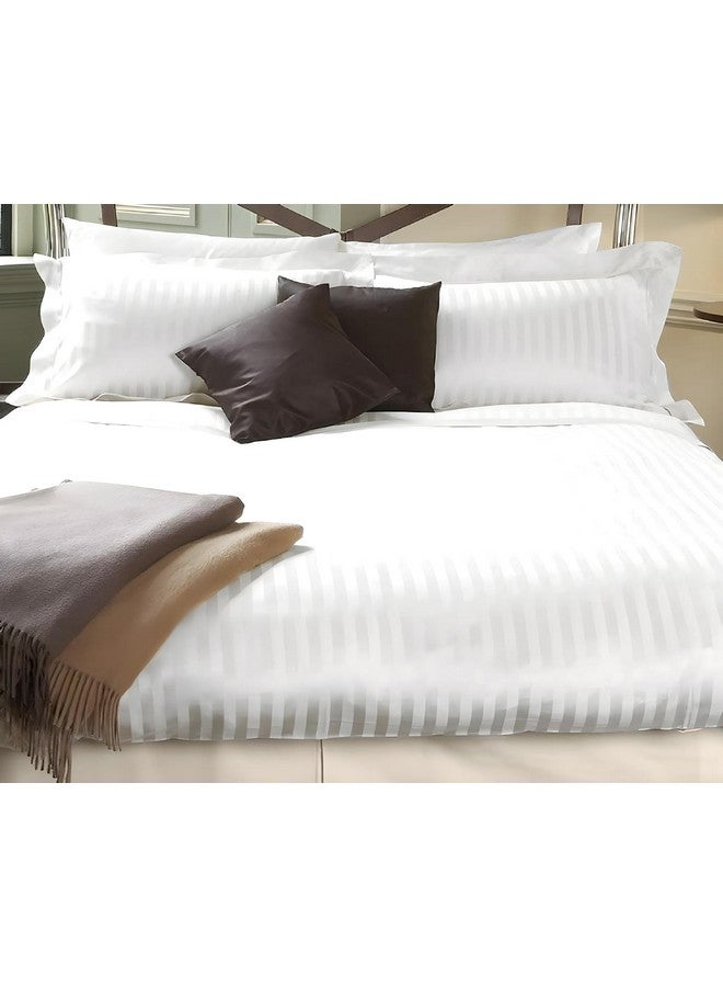 Kuber Industries Double Bedsheet with 2 Pillow Covers|Cotton Material & Satin Stripes|Size 254 X 228 Cm (White), 144 TC - Image 5
