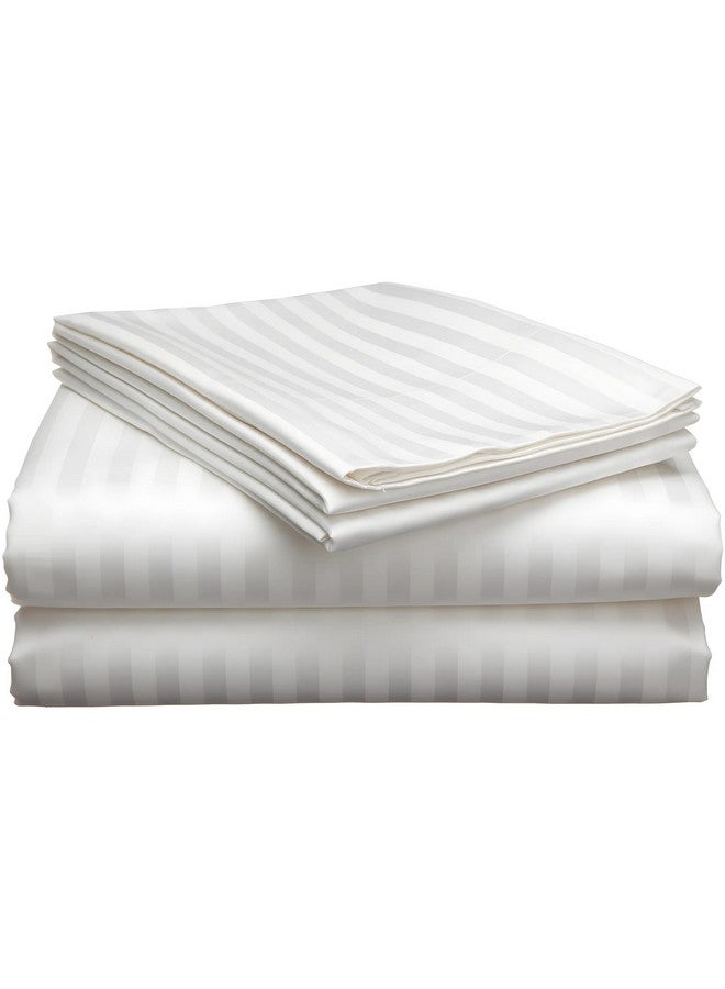 Kuber Industries Double Bedsheet with 2 Pillow Covers|Cotton Material & Satin Stripes|Size 254 X 228 Cm (White), 144 TC - Image 1