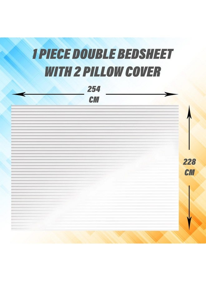 Kuber Industries Double Bedsheet with 2 Pillow Covers|Cotton Material & Satin Stripes|Size 254 X 228 Cm (White), 144 TC - Image 3