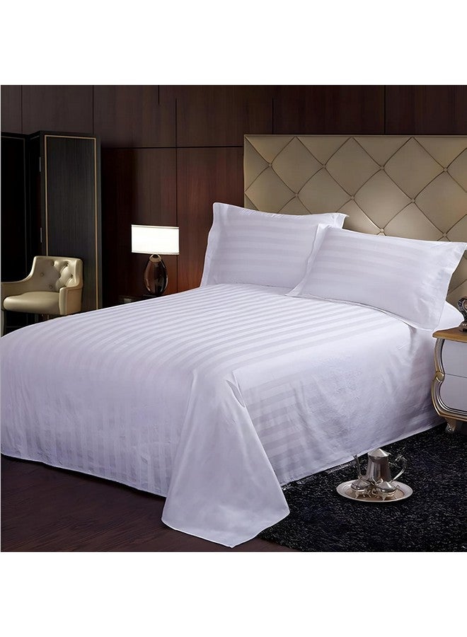 Kuber Industries Double Bedsheet with 2 Pillow Covers|Cotton Material & Satin Stripes|Size 254 X 228 Cm (White), 144 TC - Image 2