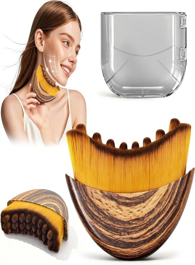 ONERIOUS® Lymphatic Contour Face Brush for Sculpting & Drainage – Facial Massager for Jawline, Chin & Neck – Reduces Puffiness, Promotes Detox & Lift – Soft Bristles, Improves Skin Glow, Includes Travel Case (2) - Image 1