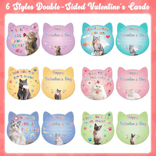 Hoblynth 30 Pack Valentines Day Cards for Kids Classroom Valentine’s Day Cards with Envelopes Lovely Cat Gifts Exchange Card for Classroom Activity Favor Valentines Greeting Card for Girls Boys - Image 4