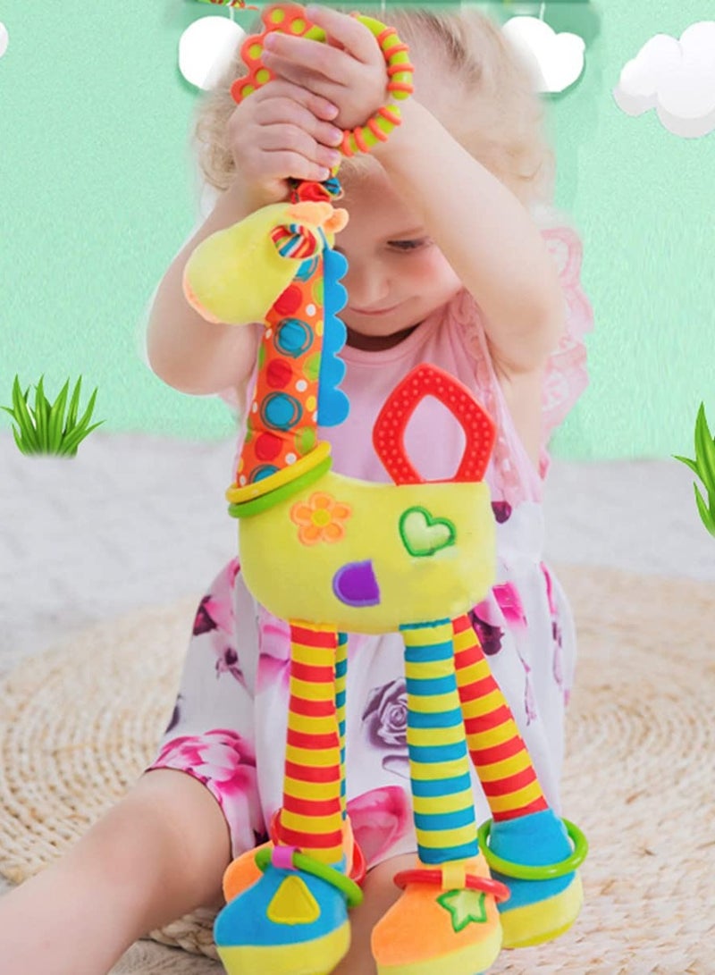 DURKU Car Seat Toys Baby Hanging Toy with C clip Ring Baby Car Toys, Plush Animals Baby Rattle Crinkle Squeaky Toys Car Seat Stroller Mobile Toys (Giraffe) - Image 2