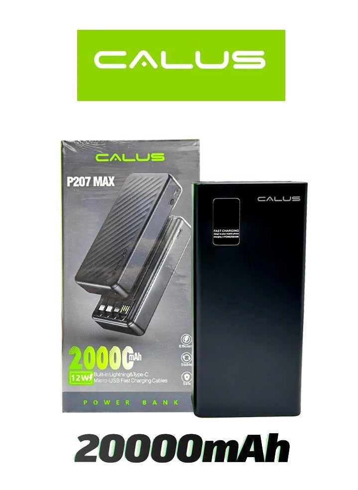 Calus P207 Max 20000mAh Power Bank – High Capacity Portable Charger with Fast Charging, Dual USB Output, LED Indicator, Backup Battery Pack for Travel, Slim External Charger for iPhone, Android, Mobile Devices – Compact USB Power Bank for Smartphones and Tablets