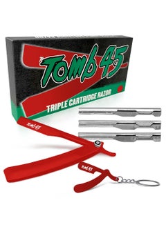 Tomb 45 Tomb45 Triple Cartridge Razor Holder  Disposable Razor Safety Handle For Barbers  100 Metal Grip  3 Adjustable Blade Exposure Options For Shaving  Mens Straight Edge Razors Manual Shaver 