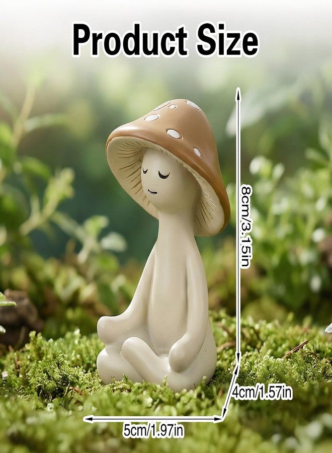 HaiFafafaing Meditation Mushroom Decor Resin Mushroom Figurines Statues Zen Resin Sculptures Ornament for Desk Home Office Garden Decor Living Room Patio Tabletop Backyard Decoration - Image 2