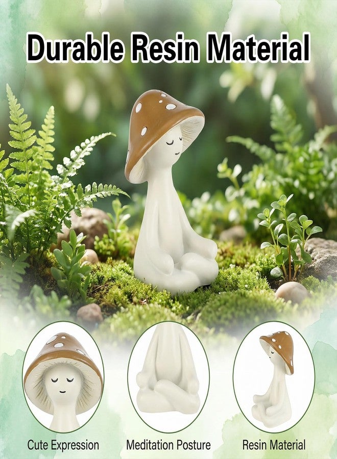 HaiFafafaing Meditation Mushroom Decor Resin Mushroom Figurines Statues Zen Resin Sculptures Ornament for Desk Home Office Garden Decor Living Room Patio Tabletop Backyard Decoration - Image 4