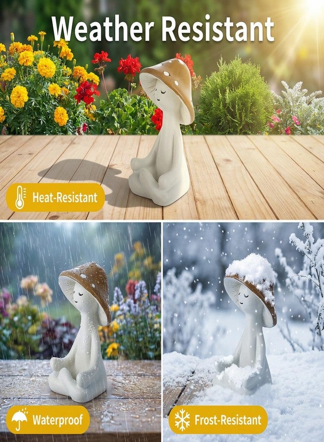 HaiFafafaing Meditation Mushroom Decor Resin Mushroom Figurines Statues Zen Resin Sculptures Ornament for Desk Home Office Garden Decor Living Room Patio Tabletop Backyard Decoration - Image 3