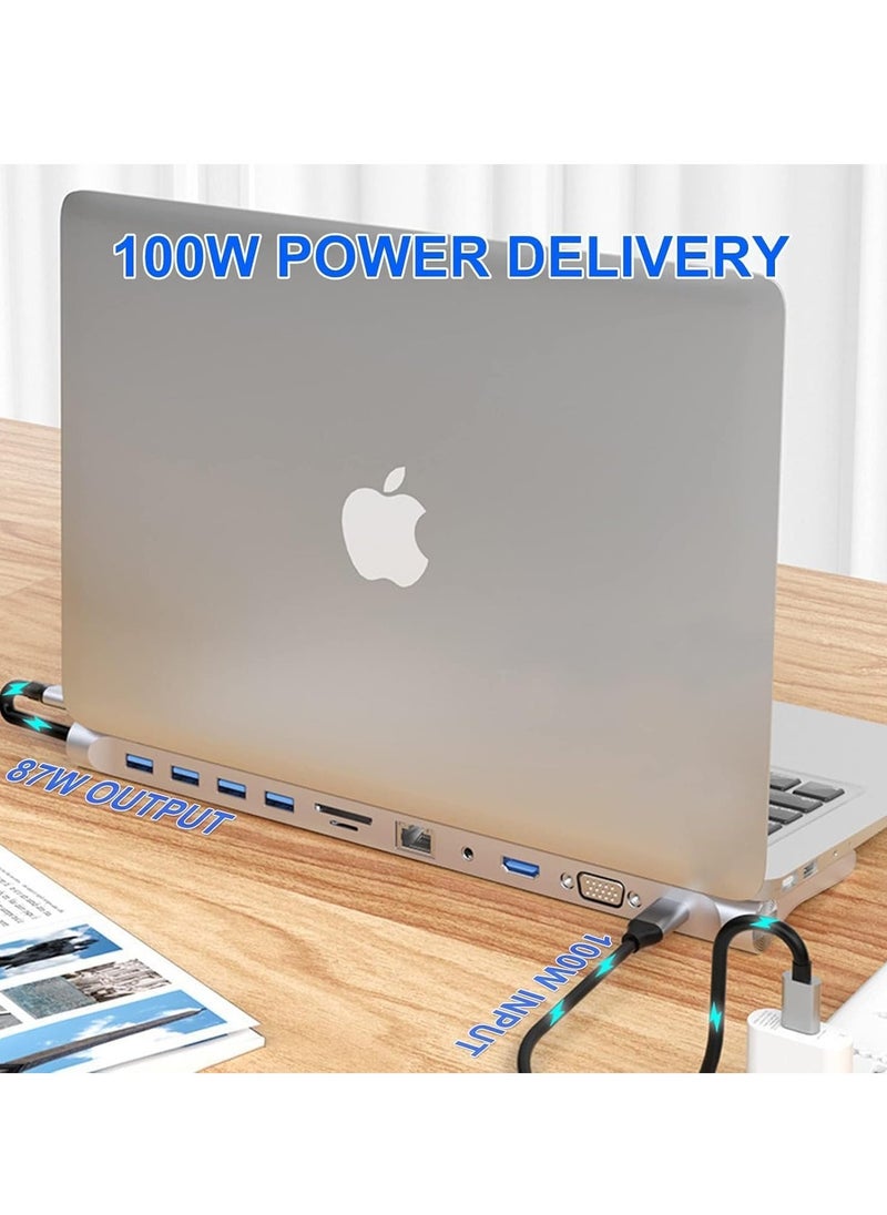 ELTRAZONE 11-in-1 USB C Docking Station with 4K HDMI, VGA, SD/TF Reader, 4 USB 3.0 Ports, RJ45 Ethernet – Adapter for MacBook, Mac Pro, iMac, and More – Ultimate Connectivity Solution - Image 3