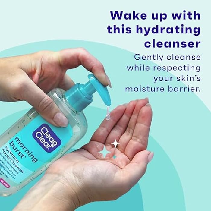 Clean & Clear Morning Burst Oil-Free Hydrating Facial Cleanser with BHA, Cucumber & Aloe Extracts, Face Wash Gently Removes Oil & Pore Clogging Impurities, 8 fl. oz - Image 2