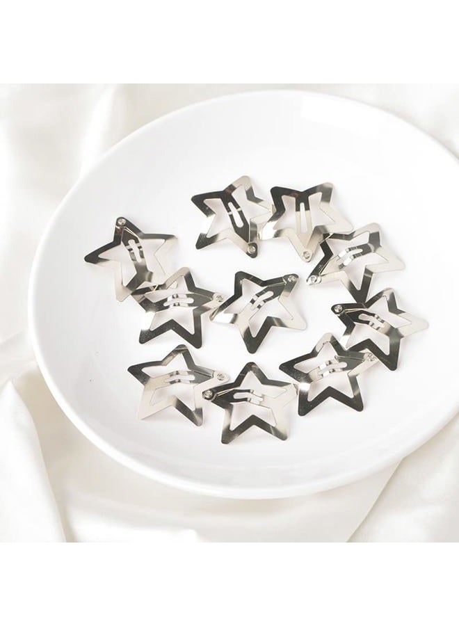 Kefley Star Snap Hair Clips Silver Y2K 2000s 10 Pieces Girls Hair Barrettes Hairclips Headpieces Non Slip Metal Stars Hair Accessories for Women Girls - Image 5