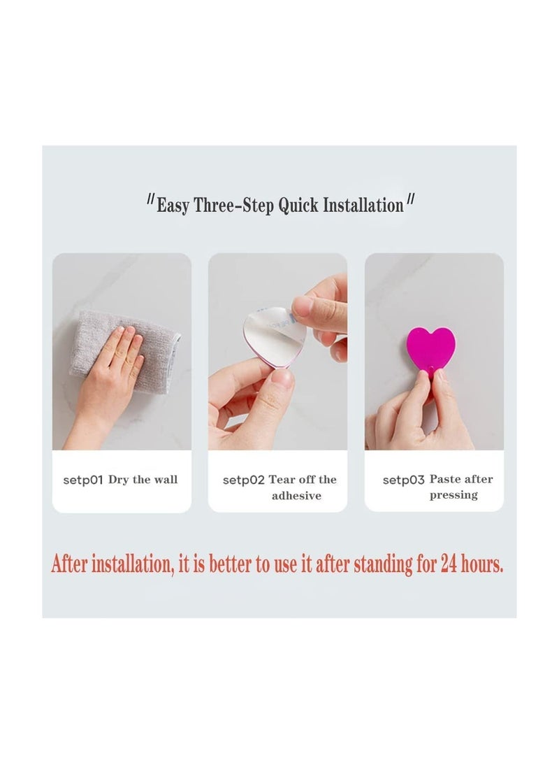 SYOSI Heart Shaped Decorative Wall Hooks, 24 Pack Stainless Steel Strong Adhesive Wall Hook for Home Kitchen Bathroom, Cute Utility Hooks, for Hanging Hat, Towel, Key, Towel Hook Wall Mount - Image 2