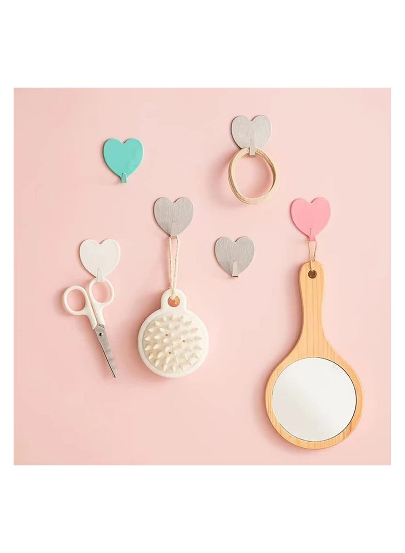 SYOSI Heart Shaped Decorative Wall Hooks, 24 Pack Stainless Steel Strong Adhesive Wall Hook for Home Kitchen Bathroom, Cute Utility Hooks, for Hanging Hat, Towel, Key, Towel Hook Wall Mount - Image 3