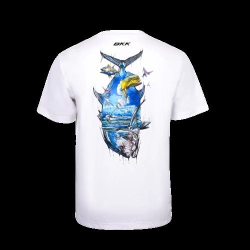 Generic BKK Casual Short-sleeved GT Printed Black White T-shirt Fishing Clothing Fishing Outdoor Sports Spring and Summer Same for Men and Women White GT