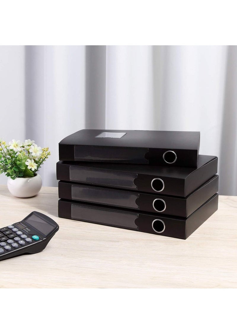 Captaintech Storage File Boxes Archives Cases, Foldable Plastic, File Folder, Thickened to 5.5cm, File Storage and Organization, A4 Archiving Box for Office School (Black, Pack of 4)  - Image 5