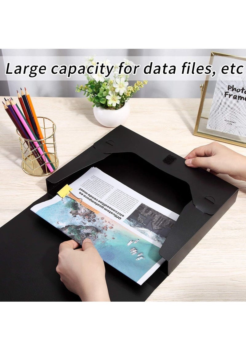 Storage File Boxes Archives Cases, Foldable Plastic, File Folder, Thickened to 5.5cm, File Storage and Organization, A4 Archiving Box for Office School (Black, Pack of 4)