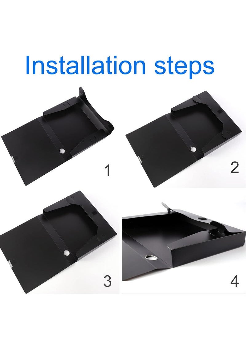 Storage File Boxes Archives Cases, Foldable Plastic, File Folder, Thickened to 5.5cm, File Storage and Organization, A4 Archiving Box for Office School (Black, Pack of 4)