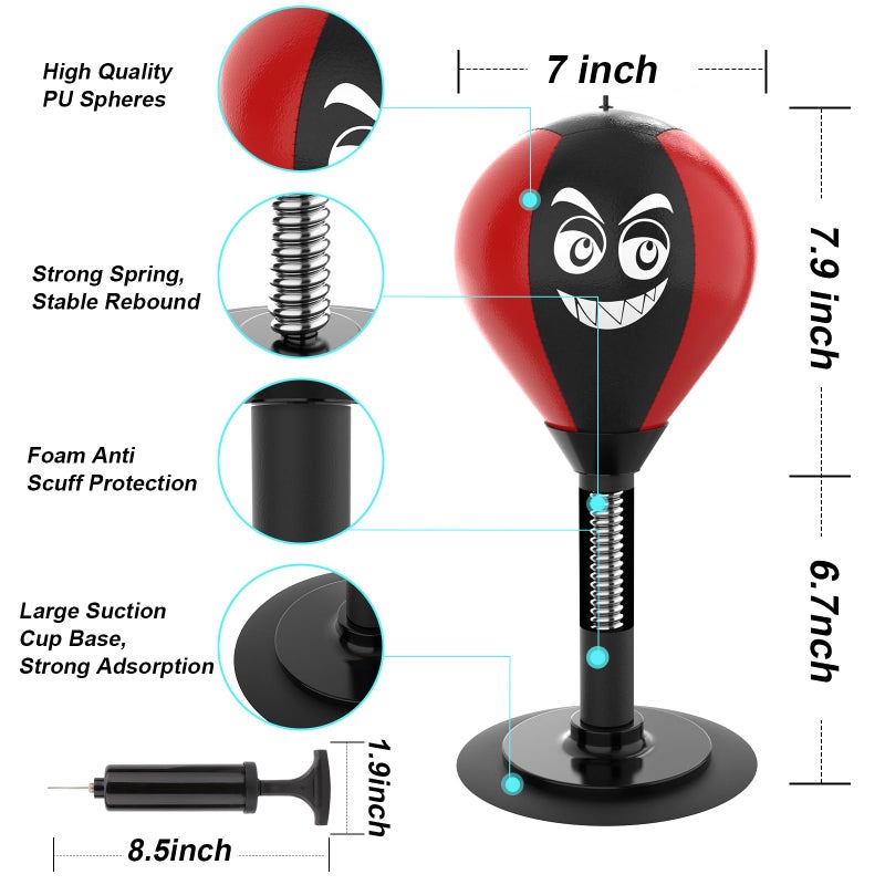 HZG Desktop Punching Bag, Stress Buster with Suction Cup for Office Table and Counters, Heavy Duty Stress Relief Ball, Desk Boxing Punch Ball, Funny Toys Punching Bag for Kids Coworkers and Friends - Image 3