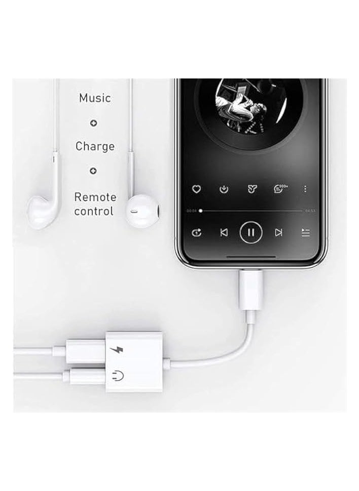 erorex - 2 Pack Lightning to 3.5mm Headphone Jack Adapter for iPhone, 2 in 1 Headphone Adapter AUX Audio and Charger Splitter Dongle Compatible with iPhone 14 13 12 11 XS XR 8 7, Support All iOS System - Image 1