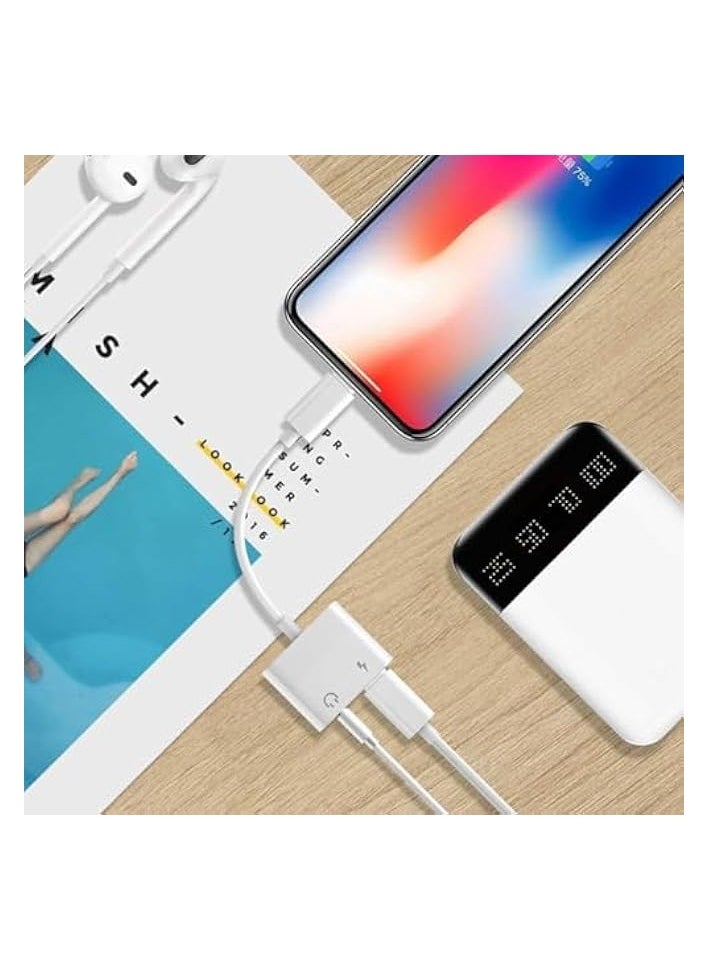 erorex - 2 Pack Lightning to 3.5mm Headphone Jack Adapter for iPhone, 2 in 1 Headphone Adapter AUX Audio and Charger Splitter Dongle Compatible with iPhone 14 13 12 11 XS XR 8 7, Support All iOS System - Image 1