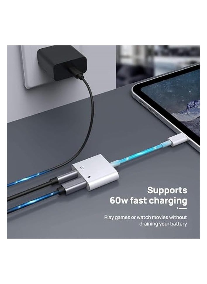 erorex - 2 Pack Lightning to 3.5mm Headphone Jack Adapter for iPhone, 2 in 1 Headphone Adapter AUX Audio and Charger Splitter Dongle Compatible with iPhone 14 13 12 11 XS XR 8 7, Support All iOS System - Image 1