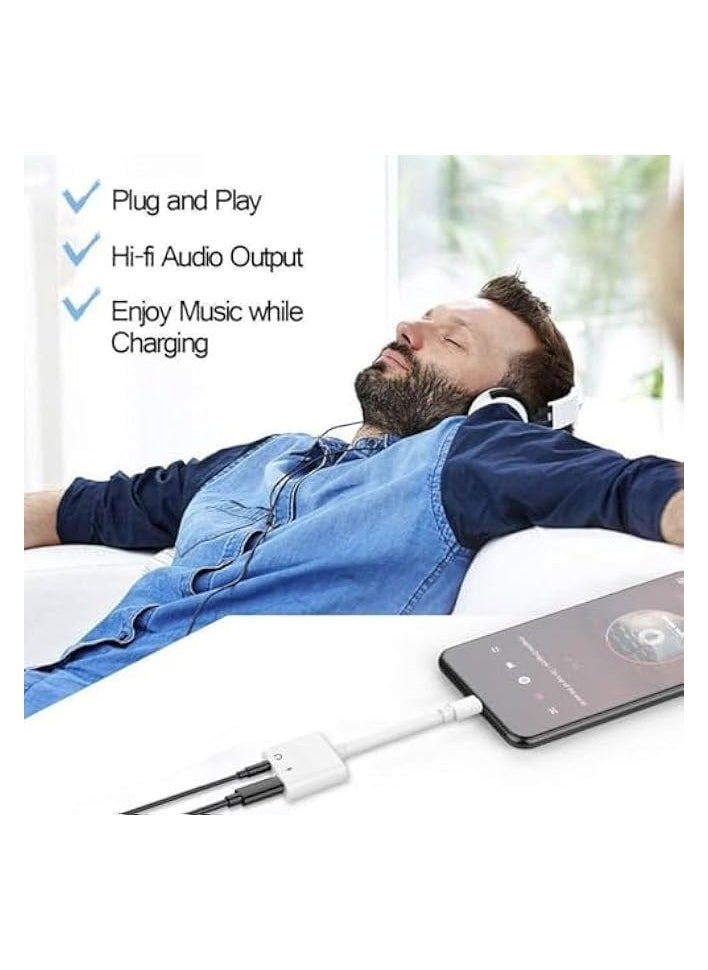 erorex - 2 Pack Lightning to 3.5mm Headphone Jack Adapter for iPhone, 2 in 1 Headphone Adapter AUX Audio and Charger Splitter Dongle Compatible with iPhone 14 13 12 11 XS XR 8 7, Support All iOS System - Image 1