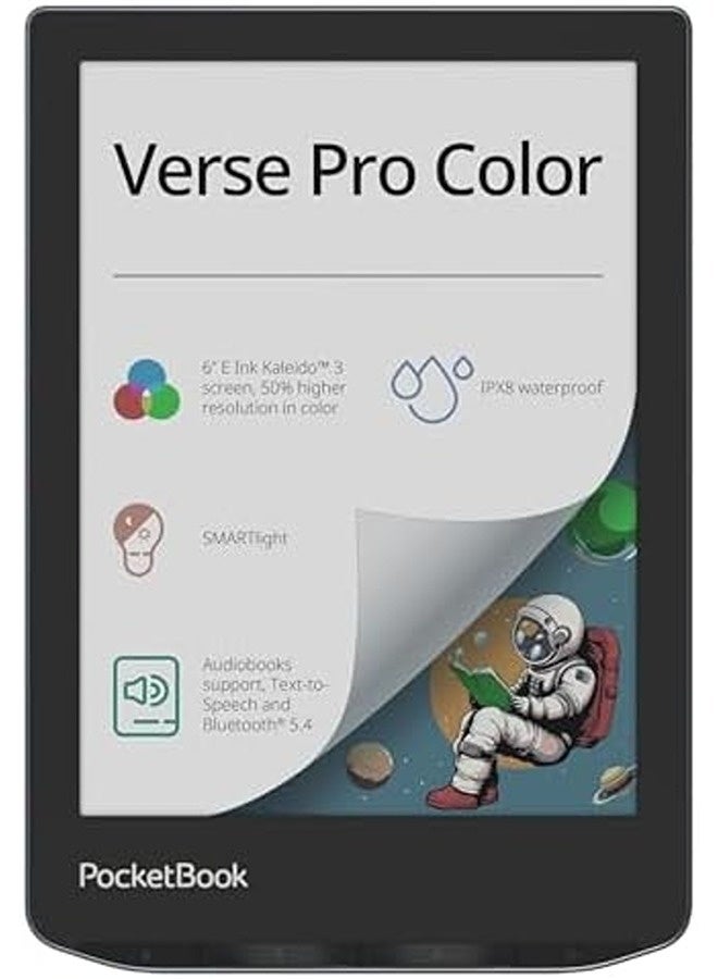 PocketBook Verse Pro Color 634 E-Reader – 6" E Ink Kaleido 3 Display, 16GB, IPX8 Waterproof, SMARTlight, Audiobooks, Text-to-Speech, Bluetooth 5.4 – Stormy Sea - Image 1