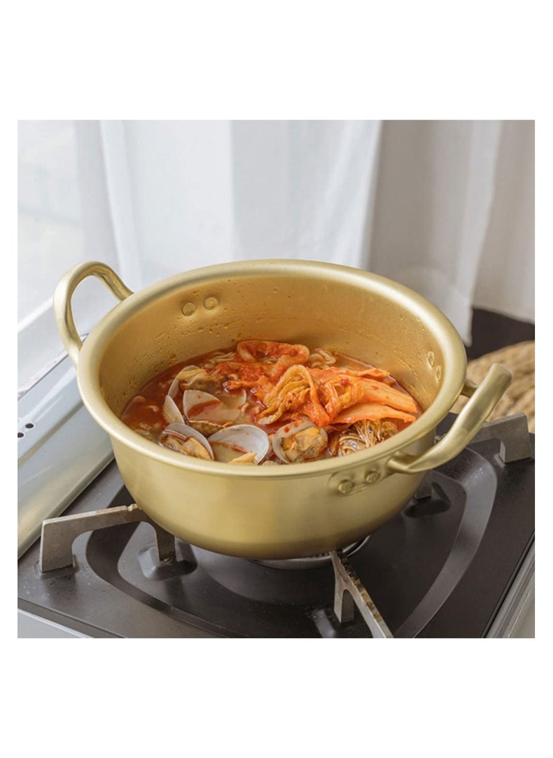 SYOSI - 1 Set Korean Cooking Ramen Pot, with 1pair Lid Spoon and Chopsticks, Double Handle Korean Ramen Noodle Pot Korean Stockpots (6inch/ 16cm) - Image 1