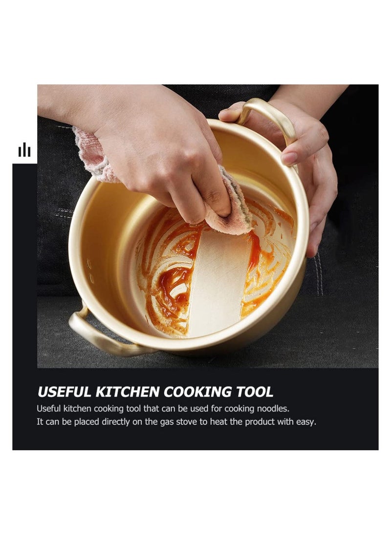 SYOSI - 1 Set Korean Cooking Ramen Pot, with 1pair Lid Spoon and Chopsticks, Double Handle Korean Ramen Noodle Pot Korean Stockpots (6inch/ 16cm) - Image 1